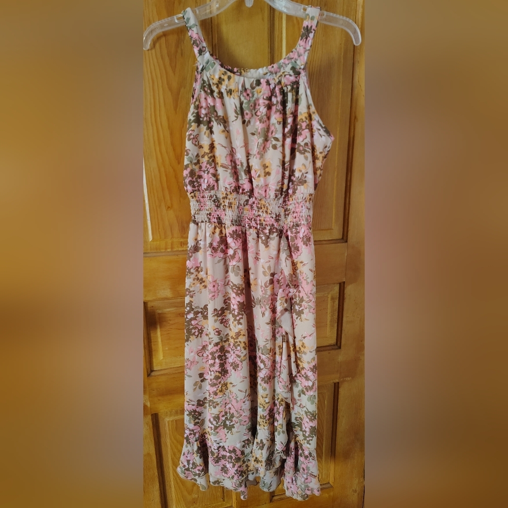 Wrangler women's S tan floral pink dress